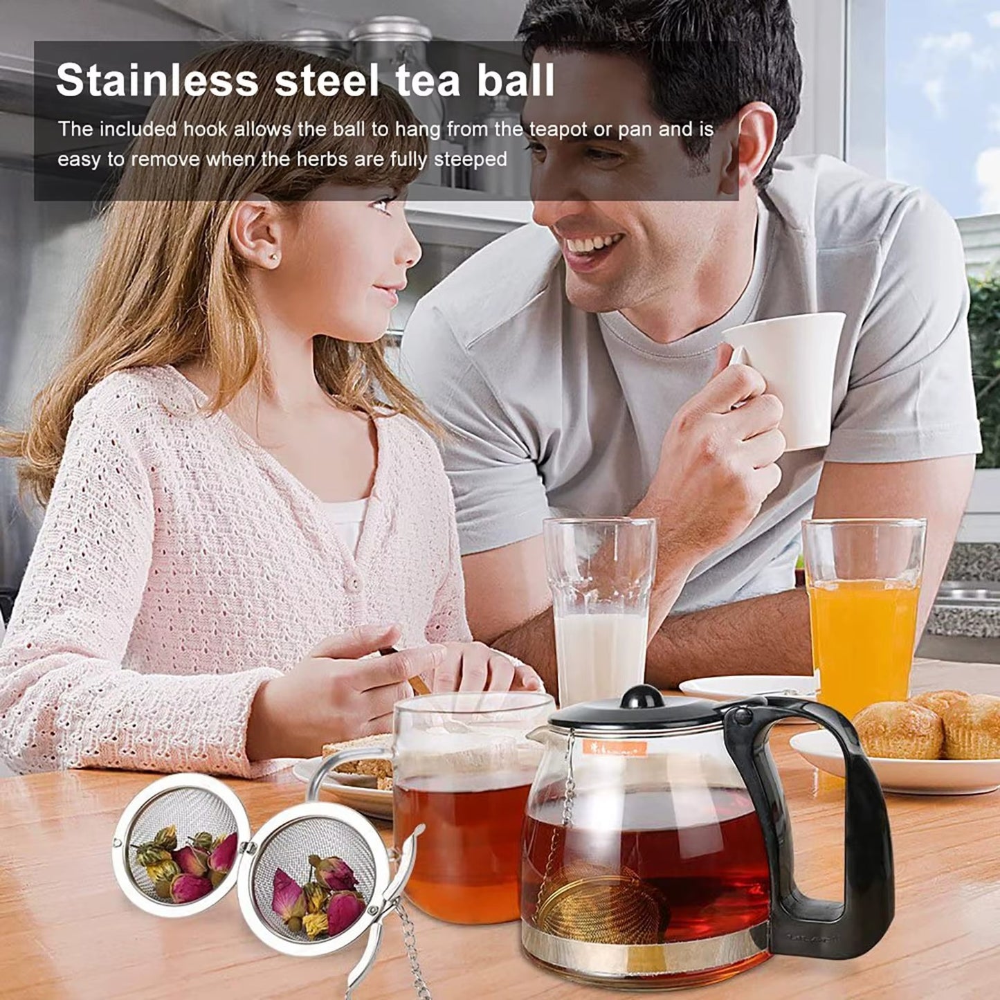 Tea Ball Strainer Infuser - Pack of 2 - Stainless Steel Mesh Filter Herb Spice