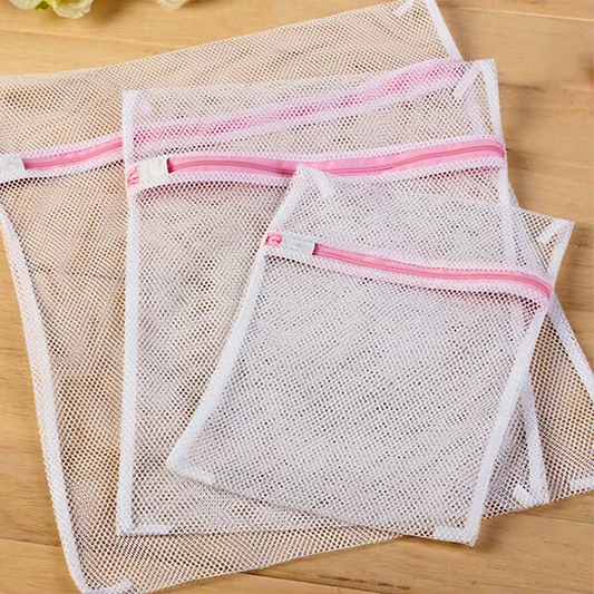 3x Zipped Laundry Washing Machine bags Mesh Net for Bra Socks Lingerie Underwear to Wash
