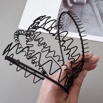 Black Metal Sports Hairband Headband Wave Alice Style Hair band Unisex Men Women