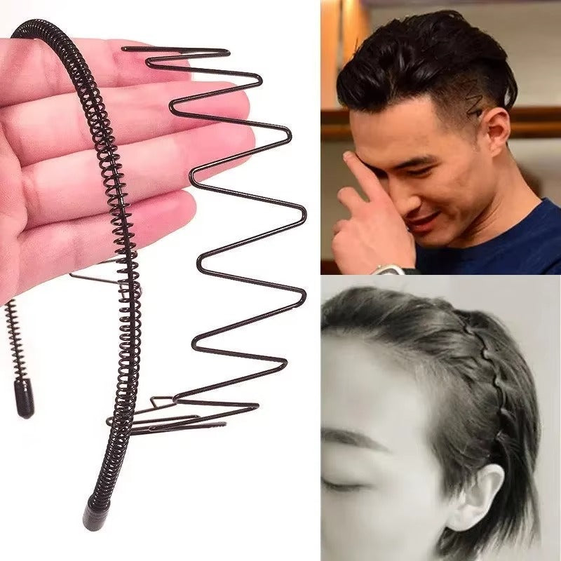 Black Metal Sports Hairband Headband Wave Alice Style Hair band Unisex Men Women