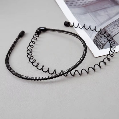 Black Metal Sports Hairband Headband Wave Alice Style Hair band Unisex Men Women