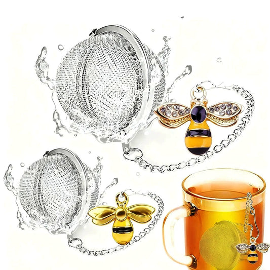 2pcs Bee Tea Ball Strainer Infuser Stainless Steel Mesh Filter Herb Spice