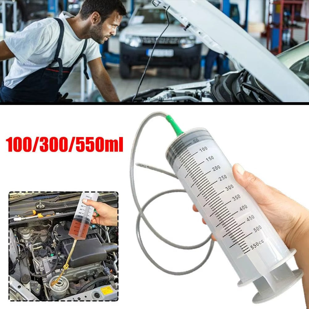 Large Capacity Syringe Reusable Pump Oil Measuring with 100-550ml 1M Clear Tube