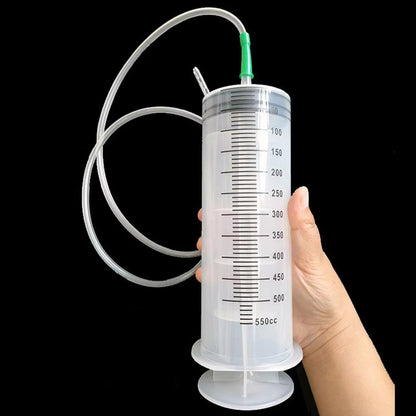 Large Capacity Syringe Reusable Pump Oil Measuring with 100-550ml 1M Clear Tube