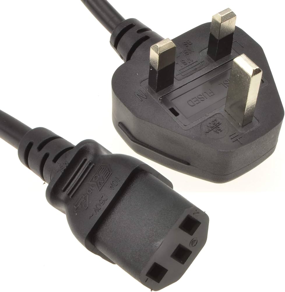 C13 Kettle Lead 3 Pins UK Power Cable UK Plug Straight For Hifi Speakers