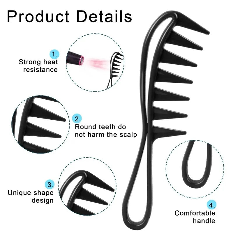 Shark Comb Toothed Plastic Comb with wide teeth suitable for dry wet Curling hair