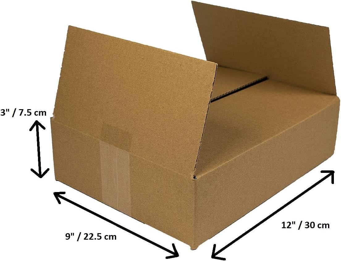 Single Wall 12x9x3 Inch 30.5x22.9x7.6cm Cardboard Box Royal Mail Small Parcel Pack of 25 Boxes