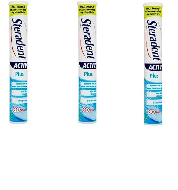 Steradent Active Plus Denture Daily Cleaner 90 tablets in 3 x Pack