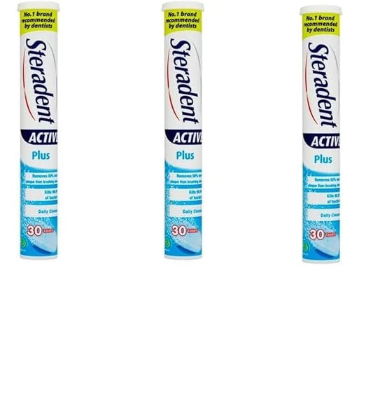 Steradent Active Plus Denture Daily Cleaner 90 tablets in 3 x Pack