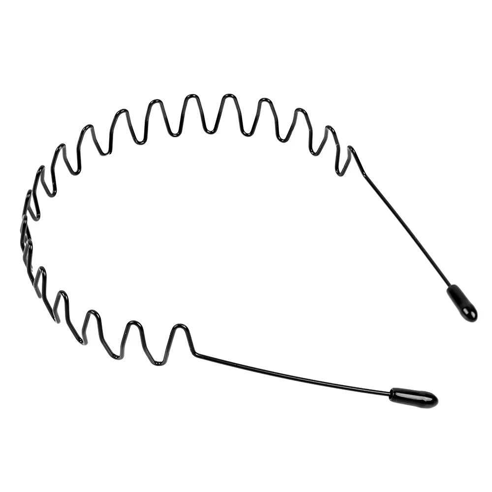 Black Metal Sports Hairband Headband Wave Alice Style Hair band Unisex Men Women