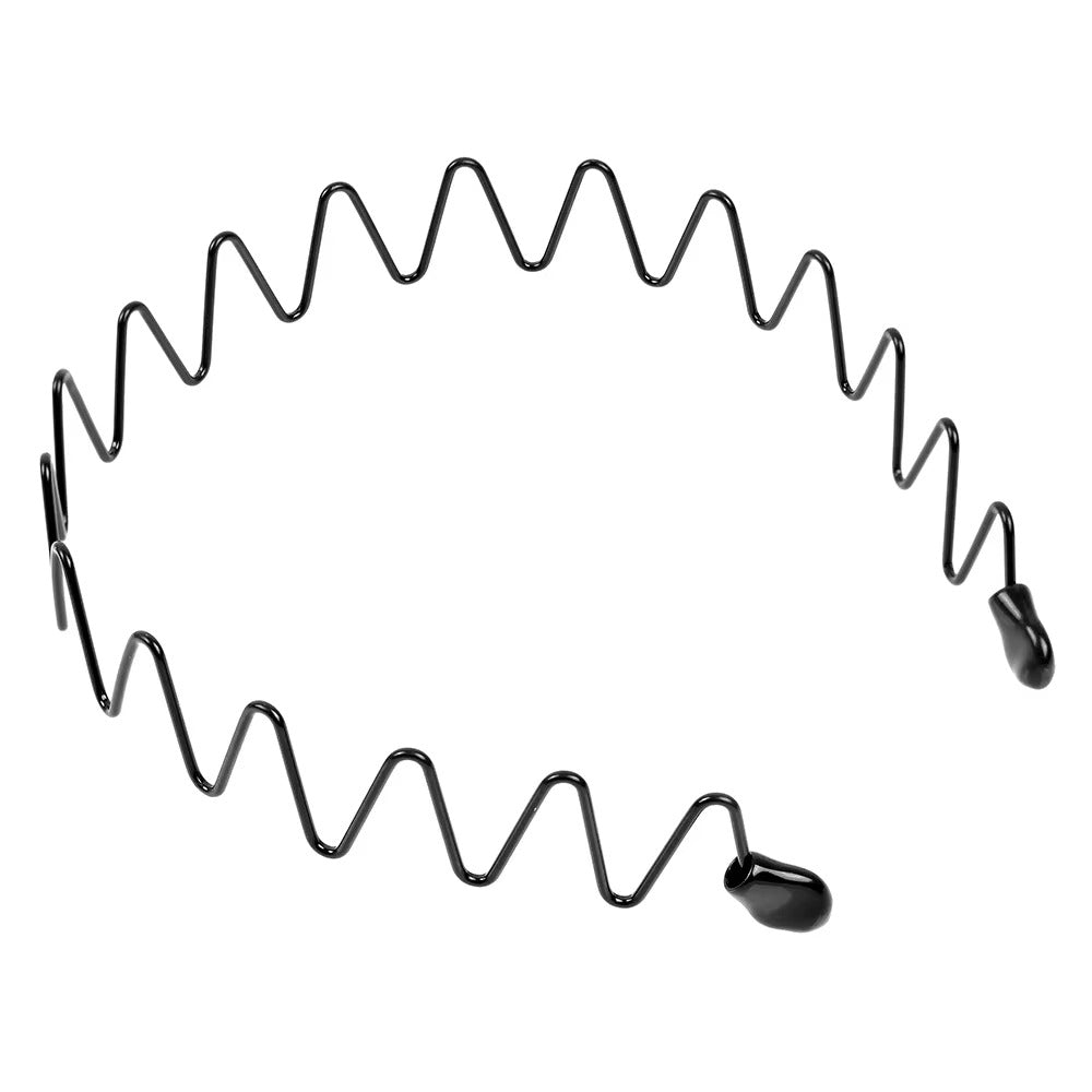 Black Metal Sports Hairband Headband Wave Alice Style Hair band Unisex Men Women
