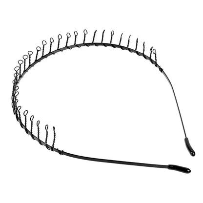 Black Metal Sports Hairband Headband Wave Alice Style Hair band Unisex Men Women