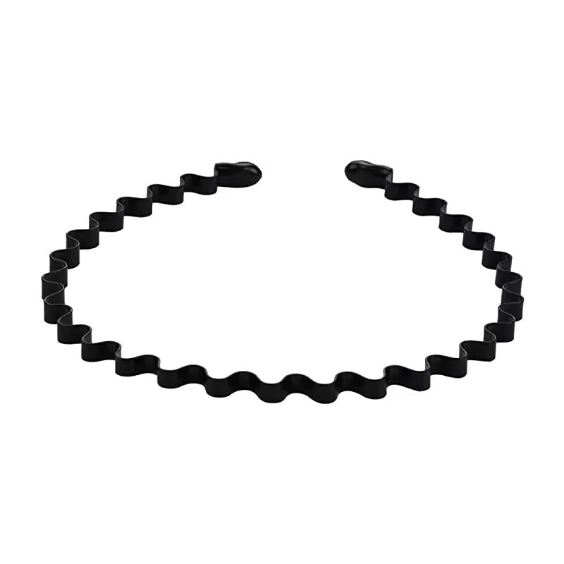 Black Metal Sports Hairband Headband Wave Alice Style Hair band Unisex Men Women