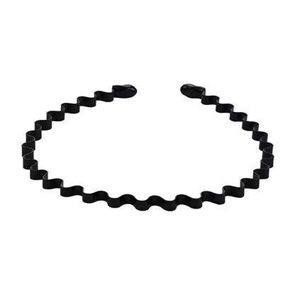 Black Metal Sports Hairband Headband Wave Alice Style Hair band Unisex Men Women