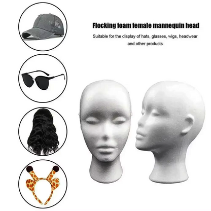 Polystyrene Foam Head Dummy Mannequin Female Model For Hat, Hair Wigs Display
