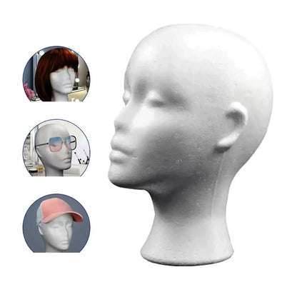 Polystyrene Foam Head Dummy Mannequin Female Model For Hat, Hair Wigs Display