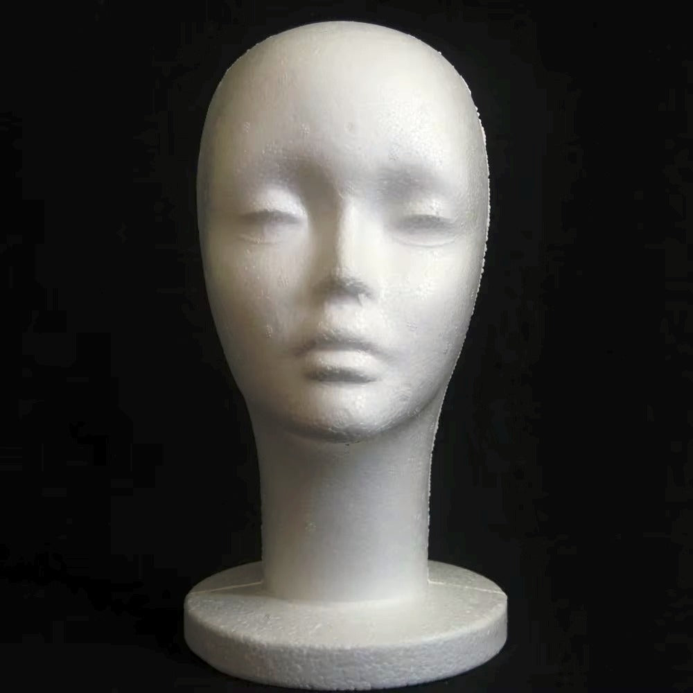 Polystyrene Foam Head Dummy Mannequin Female Model For Hat, Hair Wigs Display