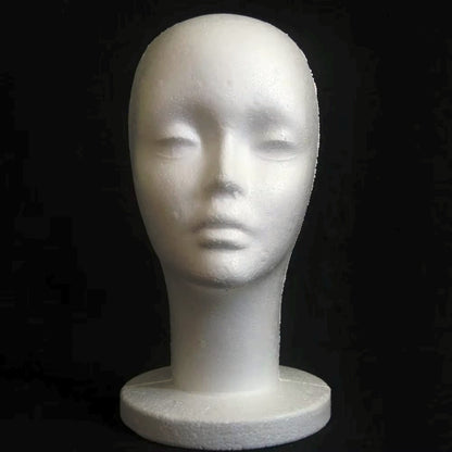 Polystyrene Foam Head Dummy Mannequin Female Model For Hat, Hair Wigs Display