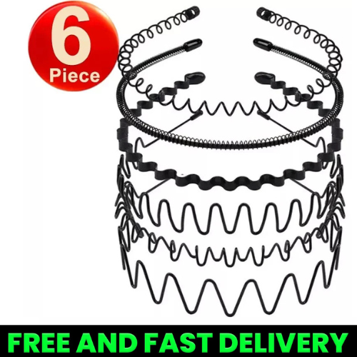 Black Metal Sports Hairband Headband Wave Alice Style Hair band Unisex Men Women