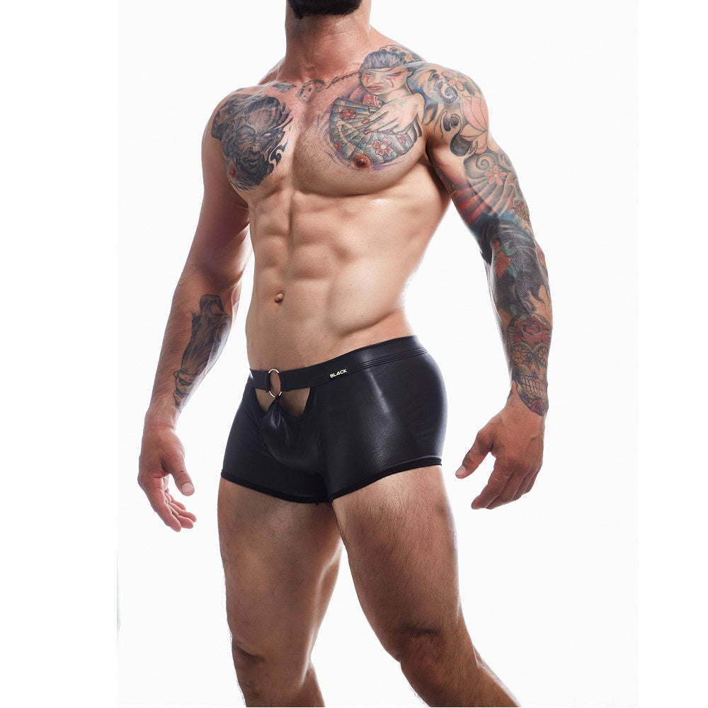 C4M Peekaboo Black Leatherette Mini Pants