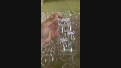 Cute Glass Cups 500ml Pink Bow Tumbler Glass Cup with Lids and Straw