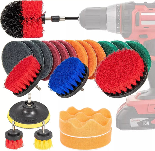 Drill Brush Holdfiturn 22 Attachment Set Drill Brushes FR Cleaning Scouring Pads
