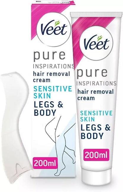 Veet Sensitive Hair Removal Cream Legs Body 200ml pack no more ammonia smell