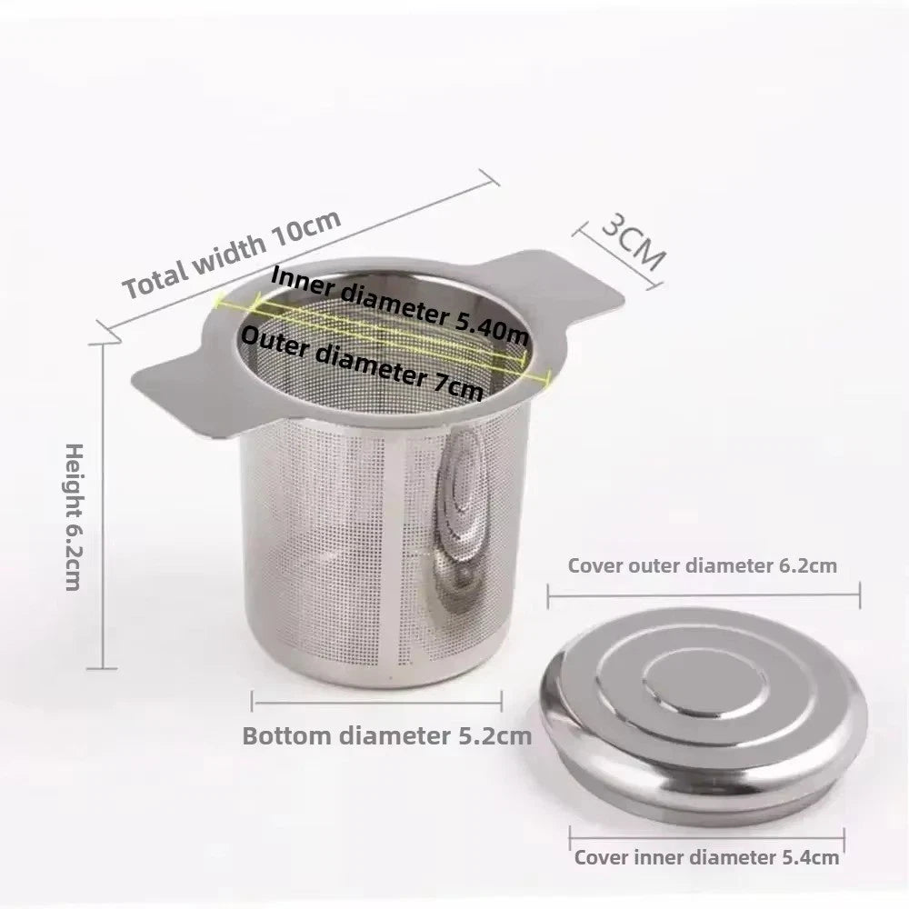 Stainless Steel Mesh Tea Infuser Strainer Metal Loose Leaf Cup Filter With Lid