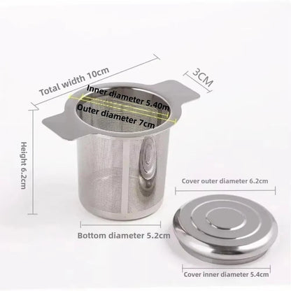 Stainless Steel Mesh Tea Infuser Strainer Metal Loose Leaf Cup Filter With Lid