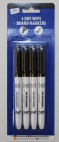 White Board Markers bullet Tip Dry Wipe Non Toxic 4 x Black Markers 1 Pack