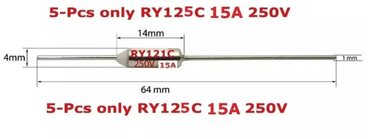 Thermal Fuse RY 125C RY125C 15A 250V Cut off Temperature 125C 5pcs Repair heater