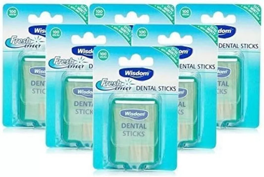 Wisdom Dental Sticks Dental Floss Stick Mint Flavor 6 Pack