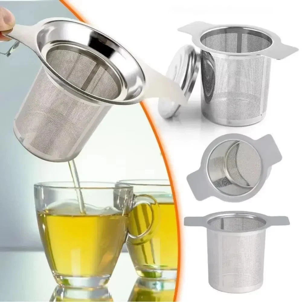 Stainless Steel Mesh Tea Infuser Strainer Metal Loose Leaf Cup Filter With Lid
