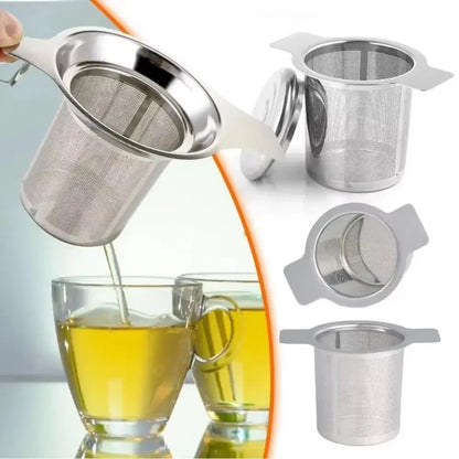 Stainless Steel Mesh Tea Infuser Strainer Metal Loose Leaf Cup Filter With Lid