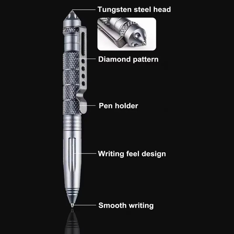 Tactical Pen Office Emergency Glass Breaker , Multi Functional Tactical Pen High Quality Steel Anti Skid Portable Self Defense Pen Aluminum Glass Breaker Survival Tool