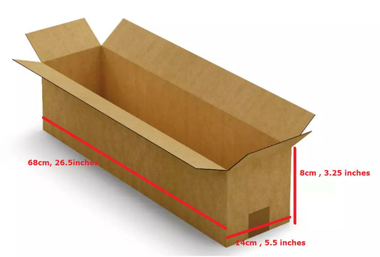 Long cardboard boxes 5 x strong boxes side opening 68x14x8cm 26.5x5.5x3.25 inch