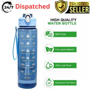 Sports Water Bottle Gym Travel Drinking Leakproof Bottle With Straw BPA Free UK