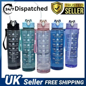 Sports Water Bottle Gym Travel Drinking Leakproof Bottle With Straw BPA Free UK