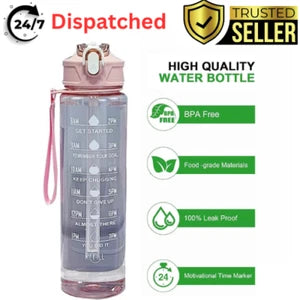 Sports Water Bottle Gym Travel Drinking Leakproof Bottle With Straw BPA Free UK