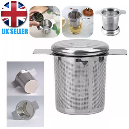 Stainless Steel Mesh Tea Infuser Strainer Metal Loose Leaf Cup Filter With Lid