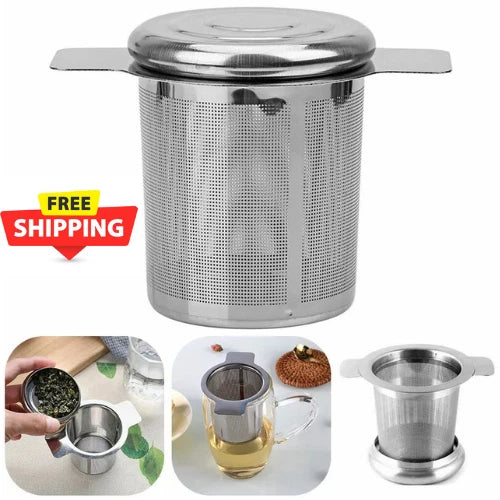 Stainless Steel Mesh Tea Infuser Strainer Metal Loose Leaf Cup Filter With Lid