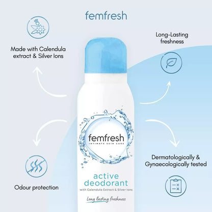 Femfresh Intimate Skin Care Active Deodorant Vaginal Odour Protection Spray x 2